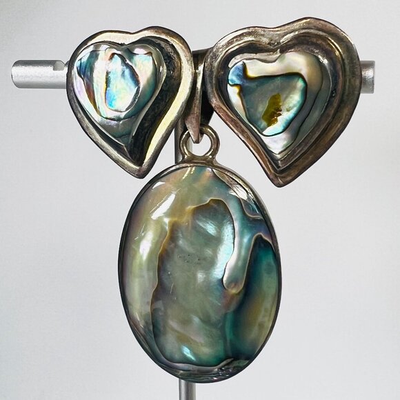 Vtg 925 Silver Abalone Pendant & Earrings JRI & ATI MX 925 Torque Choker Necklac - Picture 4 of 11
